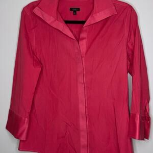 Talbots Wrinkle Resistant Womens Sz 10 Coral/Pink Long Sleeve Button Down Blouse